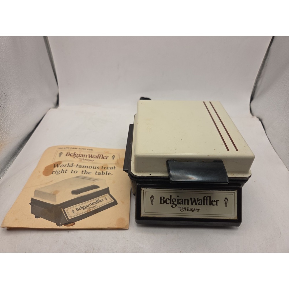 Munsey Model BW-2 Vintage Belgian Waffler Maker Single Square Waffle With Manual
